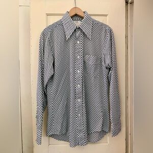 Vintage 1970s David Harrison brown checkered button down top.
